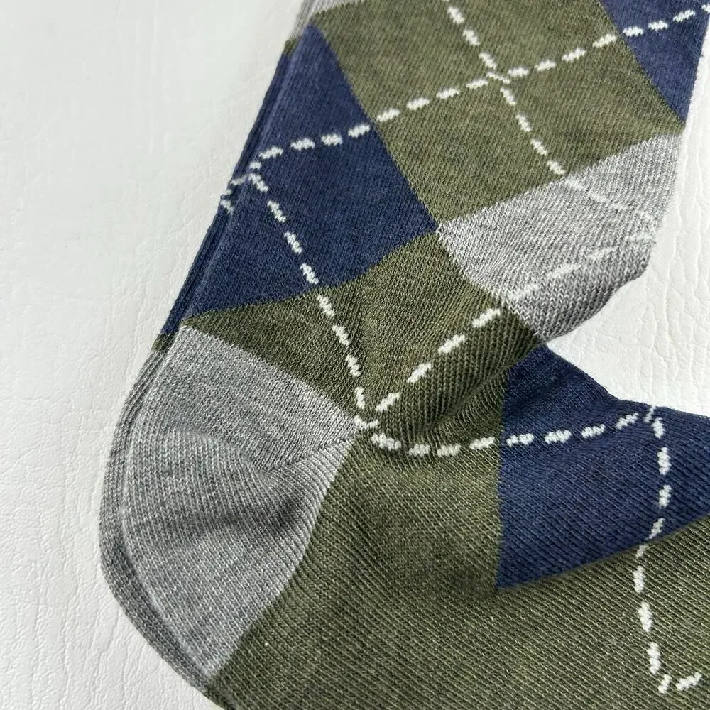 Nordstrom Made in Italy Men’s Crew Socks Argyle Cotton Blend Size 6-12.5